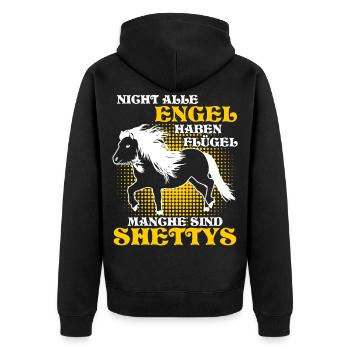 Shetty Shetland Ponys Pferd Shetlandpony - Unisex Premium Bio Zip Hoodie - Schwarz - Hinten - Nico (187cm)