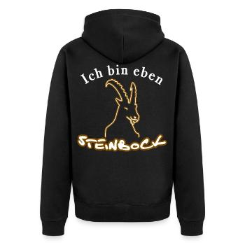 Sternzeichen Steinbock - Unisex Premium Bio Zip Hoodie - Schwarz - Hinten - Nico (187cm)