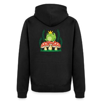 Cottagecore Aesthetic Couronne de grenouille à Champignon - Veste à capuche bio Premium Unisexe - noir - Dos - Nico (187cm)