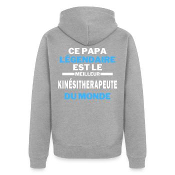 papa légendaire est le Meilleur KINÉSITHERAPEUTE - Veste à capuche bio Premium Unisexe - gris chiné - Dos - Nico (187cm)