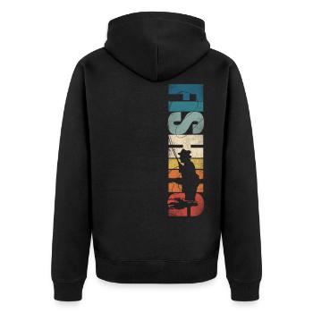 Fishing Rétro Vintage - Veste à capuche bio Premium Unisexe - noir - Dos - Nico (187cm)