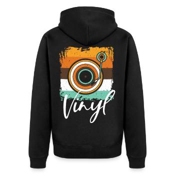 DJ Musik Techno House Party Electro Disco - Unisex Premium Bio Zip Hoodie - Schwarz - Hinten - Nico (187cm)