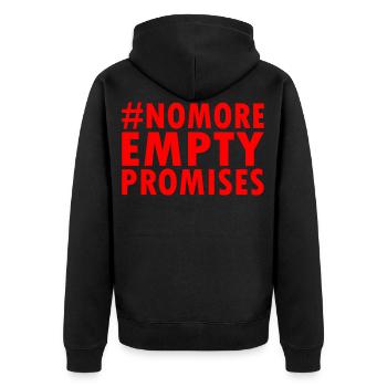 no more empty promises - Unisex Premium Organic Zip Hoodie - black - Back - Nico (187cm)