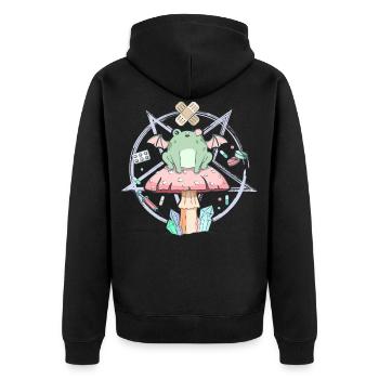 Cottagecore Esthétique Pastel Goth Frog Pentagram - Veste à capuche bio Premium Unisexe - noir - Dos - Nico (187cm)