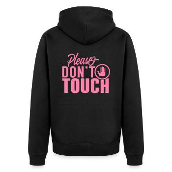 Please do not touch hands Just look fingers away - Unisex Premium Organic Zip Hoodie - black - Back - Nico (187cm)