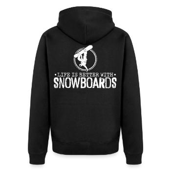 Snowboard Snowboardurlaub Snowboarding Snowboarder - Unisex Premium Bio Zip Hoodie - Schwarz - Hinten - Nico (187cm)