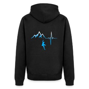 Climbing heartbeat mountains - Unisex Premium Organic Zip Hoodie - black - Back - Nico (187cm)