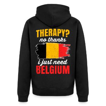 Belgien - Unisex Premium Bio Zip Hoodie - Schwarz - Hinten - Nico (187cm)