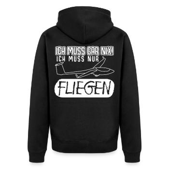 Segelflug Segelflugzeug Segelfliegen - Unisex Premium Bio Zip Hoodie - Schwarz - Hinten - Nico (187cm)