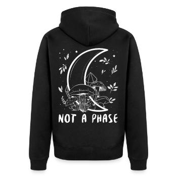 Cottagecore Aesthetic Bisexuell Pride Not A Phase - Unisex Premium Bio Zip Hoodie - Schwarz - Hinten - Nico (187cm)
