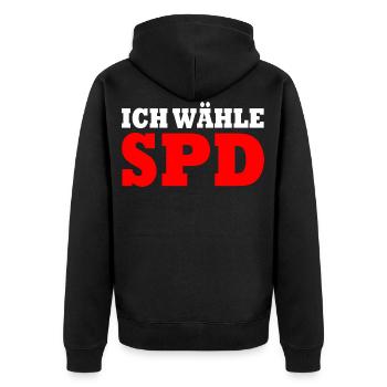 Ich wähle spd - Unisex Premium Bio Zip Hoodie - Schwarz - Hinten - Nico (187cm)