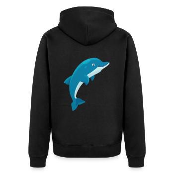 Delfin - Unisex Premium Bio Zip Hoodie - Schwarz - Hinten - Nico (187cm)