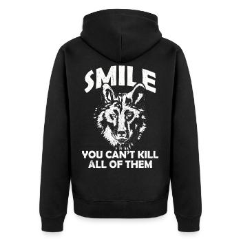 Wolf - Unisex Premium Bio Zip Hoodie - Schwarz - Hinten - Nico (187cm)