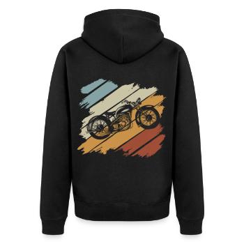 Motorrad Tshirt Biker Kutte Moped Bobber MC Racer - Unisex Premium Bio Zip Hoodie - Schwarz - Hinten - Nico (187cm)