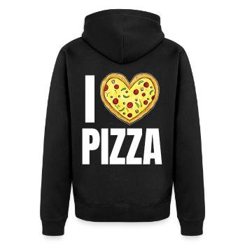Es Ist Pizza-Zeit Mit Leckerer Pizza - Unisex Premium Bio Zip Hoodie - Schwarz - Hinten - Nico (187cm)