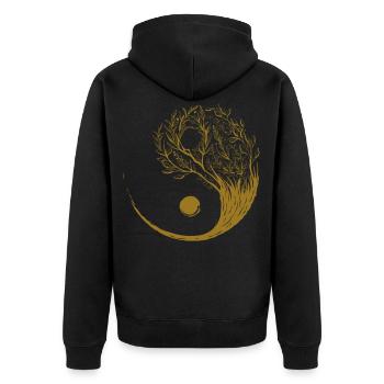 Cottagecore Aesthetic Ying Yang Tai Chi Goblincore - Unisex Premium Bio Zip Hoodie - Schwarz - Hinten - Nico (187cm)