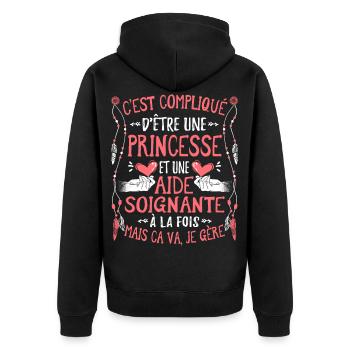 Aide Soignante Humour Aides Soignants - Veste à capuche bio Premium Unisexe - noir - Dos - Nico (187cm)