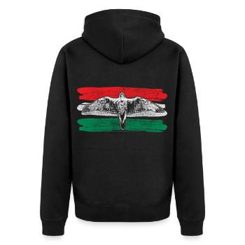Hungary Europe Home Gift Idea - Unisex Premium Organic Zip Hoodie - black - Back - Nico (187cm)