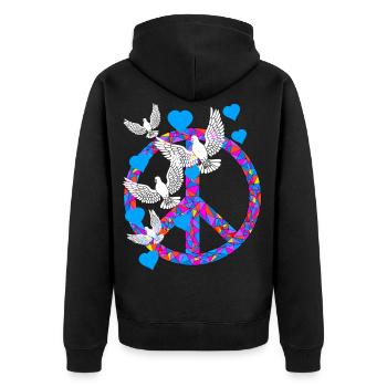 Symbole de paix Colombes de la paix Paix mondiale Paix - Veste à capuche bio Premium Unisexe - noir - Dos - Nico (187cm)