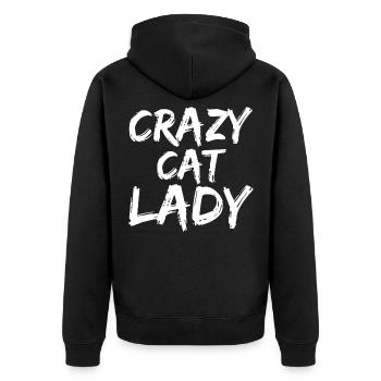 Crazy Cat Lady Funny Cat Lover Girl - Unisex Premium Organic Zip Hoodie - black - Back - Nico (187cm)