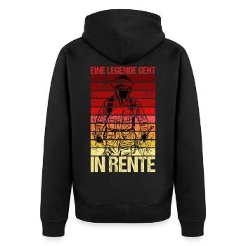 Eine Legende Geht in Rente Feuerwehr Feuerwehrmann - Unisex Premium Bio Zip Hoodie - Schwarz - Hinten - Nico (187cm)
