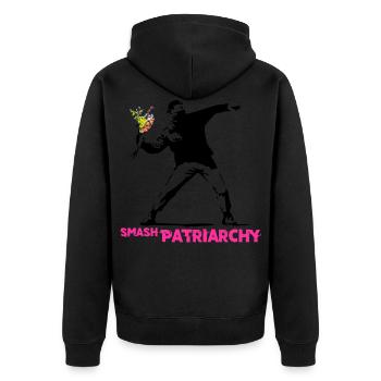 Street Art Graffiti - Smash Patriarchy - Veste à capuche bio Premium Unisexe - noir - Dos - Nico (187cm)