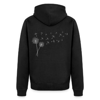 Pusteblume Blumenmotiv Glücksbringer - Unisex Premium Bio Zip Hoodie - Schwarz - Hinten - Nico (187cm)