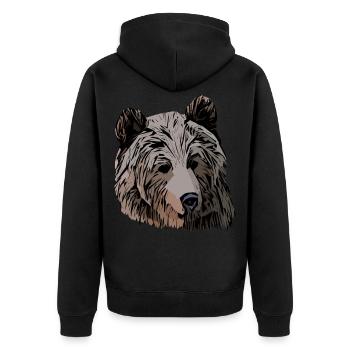 Bear Bear Grizzly Bear Animal Motif Print Artwork - Unisex Premium Organic Zip Hoodie - black - Back - Nico (187cm)