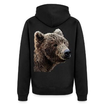 Bears Brown Bear Animal Motif Print Art Bear - Unisex Premium Organic Zip Hoodie - black - Back - Nico (187cm)
