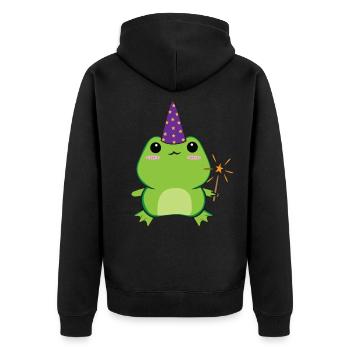 Cottagecore Aesthetic Kawaii Zauberer Hut Magic - Unisex Premium Bio Zip Hoodie - Schwarz - Hinten - Nico (187cm)