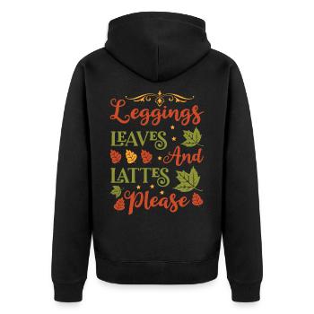 Herbst goldene Jahreszeit - Unisex Premium Bio Zip Hoodie - Schwarz - Hinten - Nico (187cm)