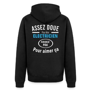 Assez doué pour etre ELECTRICIEN - Veste à capuche bio Premium Unisexe - noir - Dos - Nico (187cm)
