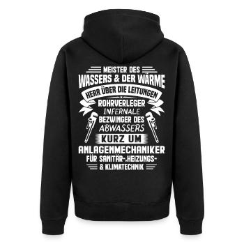 Heizungsbauer Heizungsbau Heizungsinstallateur - Unisex Premium Bio Zip Hoodie - Schwarz - Hinten - Nico (187cm)