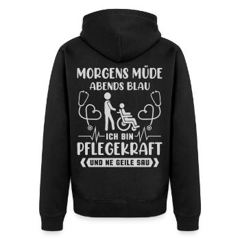 Altenpflegerin Altenpfleger Pfleger Pflegehelfer - Unisex Premium Bio Zip Hoodie - Schwarz - Hinten - Nico (187cm)