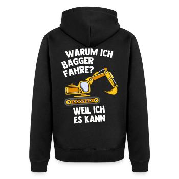 Bagger - Unisex Premium Bio Zip Hoodie - Schwarz - Hinten - Nico (187cm)