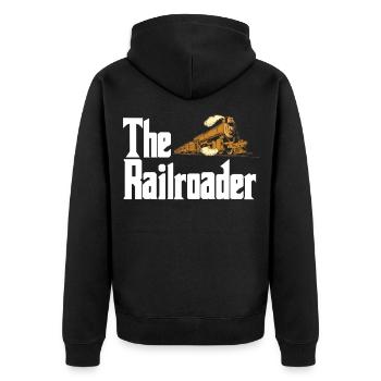 Eisenbahn - Unisex Premium Bio Zip Hoodie - Schwarz - Hinten - Nico (187cm)