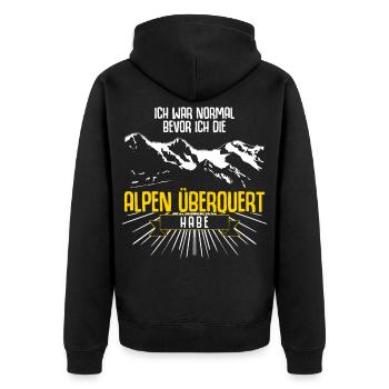 Alpenüberquerung Alpenüberquerer Alpen - Unisex Premium Bio Zip Hoodie - Schwarz - Hinten - Nico (187cm)