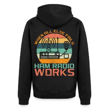 Funk Amateur Funker Funken Radio Hobby Geschenk - Unisex Premium Bio Zip Hoodie - Schwarz - Hinten - Nico (187cm)