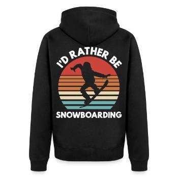 I’d Rather Be Snowboarding – Retro Look - Unisex Premium Bio Zip Hoodie - Schwarz - Hinten - Nico (187cm)