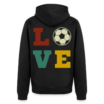 Fußball Fussball Fußballer Fußballspieler Trainer - Unisex Premium Bio Zip Hoodie - Schwarz - Hinten - Nico (187cm)