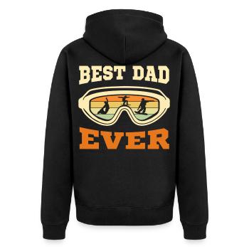 Snowboarder Papa – Best Dad Ever - Unisex Premium Bio Zip Hoodie - Schwarz - Hinten - Nico (187cm)