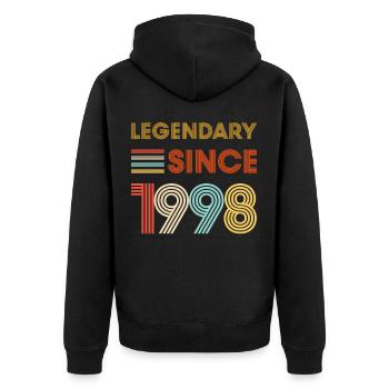 Vintage Legendary since 1998 birthday - Unisex Premium Organic Zip Hoodie - black - Back - Nico (187cm)