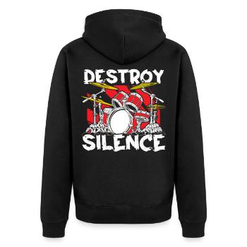 Schlagzeug Schlagzeuger Drumsticks - Unisex Premium Bio Zip Hoodie - Schwarz - Hinten - Nico (187cm)