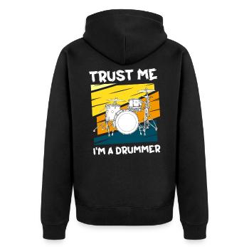 Musik Instrument Drummer - Unisex Premium Bio Zip Hoodie - Schwarz - Hinten - Nico (187cm)