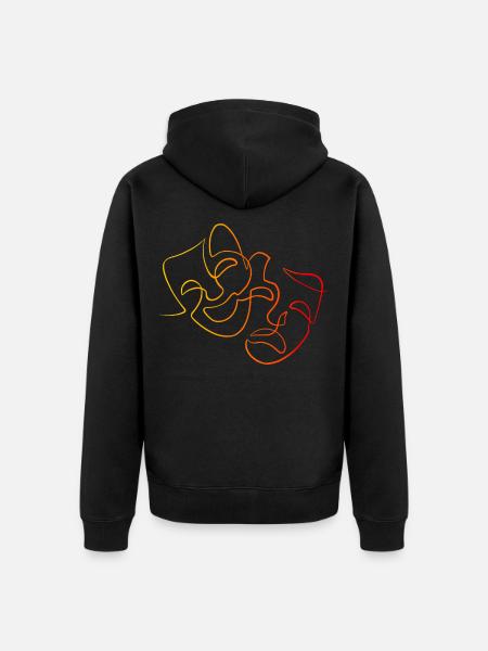 Linework theater masks - Unisex Premium Organic Zip Hoodie - black