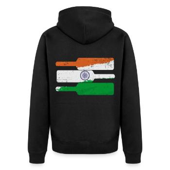 Jeu de cricket Indian Cricket Drapeau indien - Veste à capuche bio Premium Unisexe - noir - Dos - Nico (187cm)
