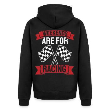 Auto-Rennen Fahrrad-Rennen Racer Geschenk - Unisex Premium Bio Zip Hoodie - Schwarz - Hinten - Nico (187cm)