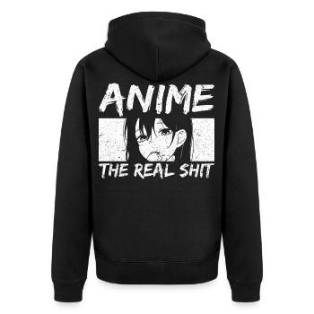 Hentai Anime Manga Japanisches Etchi Waifu Kawaii - Unisex Premium Bio Zip Hoodie - Schwarz - Hinten - Nico (187cm)