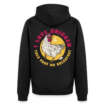 I Love Chicken Chicken Chicken Chicken Owner - Unisex Premium Organic Zip Hoodie - black - Back - Nico (187cm)