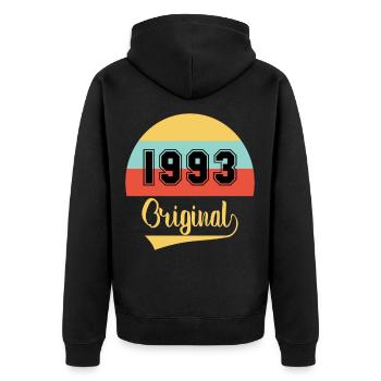 Vintage Orginal 1993 Anniversaire - Veste à capuche bio Premium Unisexe - noir - Dos - Nico (187cm)